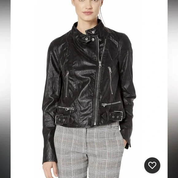 We The Free Black Vegan Leather Moto Biker Jacket Large - Picture 3 of 13